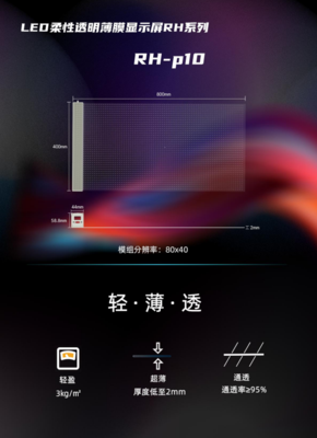 LED透明柔性薄膜屏——P10产品规格书