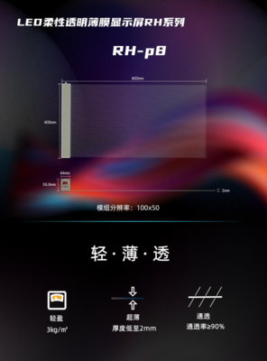 LED透明柔性薄膜屏——P8产品规格书