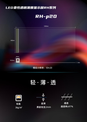 LED透明柔性薄膜屏——P20产品规格书